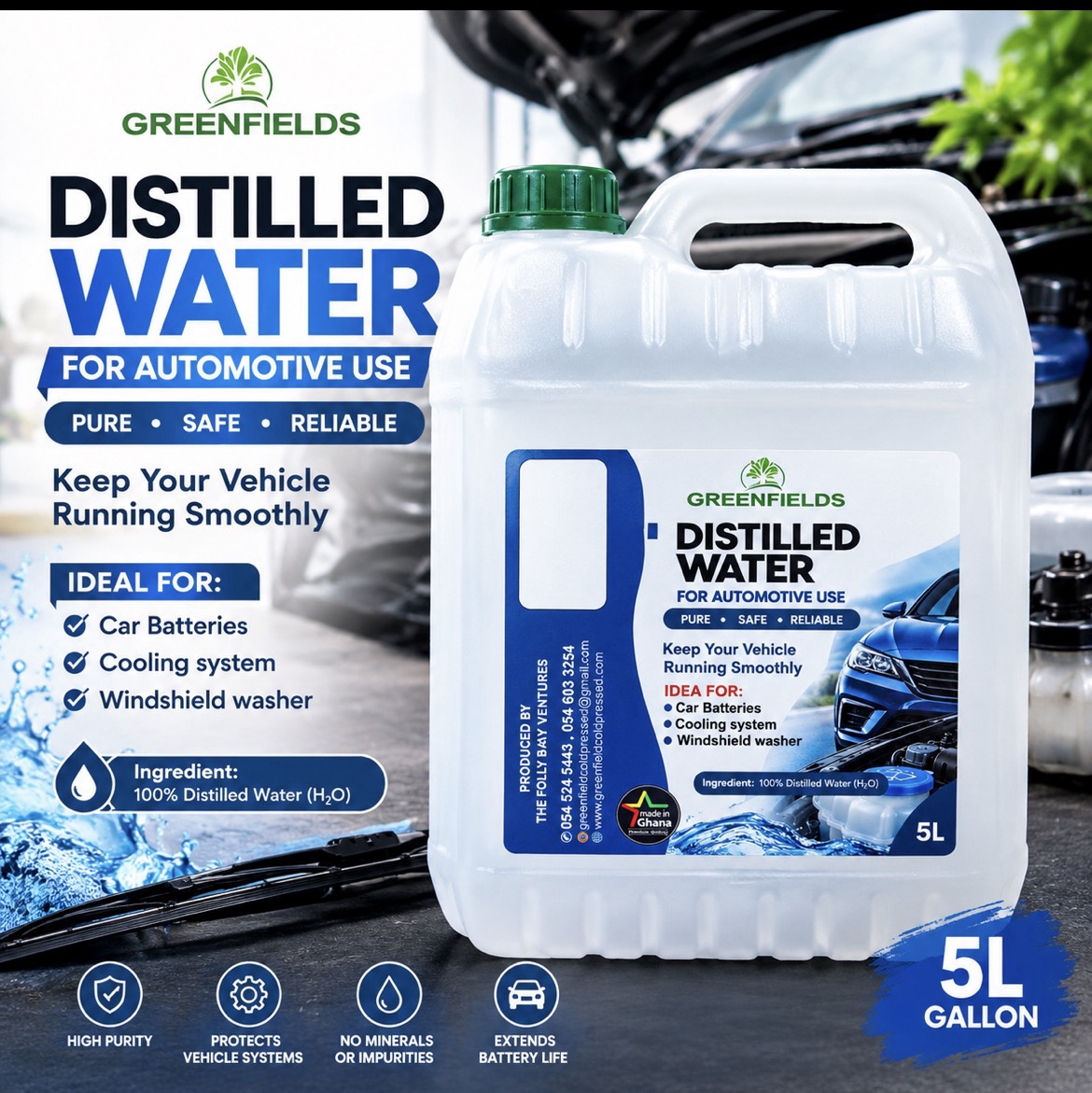 Distilled water 5 L Automotive use